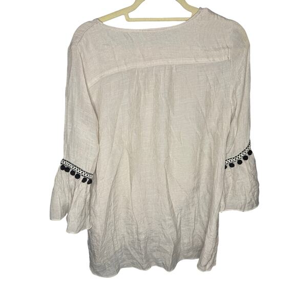 AGB Peasant Top with Pom Pom Detail Women's Size M - Picture 2 of 4